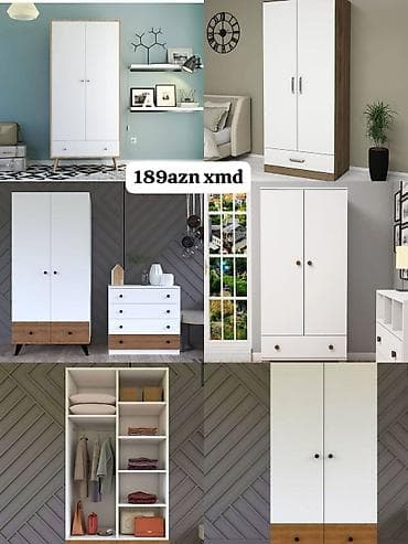 düz divanlar: İki qapılı paltar dolabı – modern minimal dizayn - Rəng: ağ fasad — 1