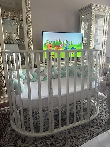 işlənmiş xalçalar: Для девочки и мальчика, Б/у, Овальная, Колыбель, С бортиками, С матрасом, С механизмом качания — 2