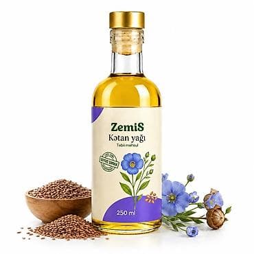 duru yağ: ZemiS günəbaxan yağı soyuq sıxım– 1 litr. Etiket üzərində qeyd — 3