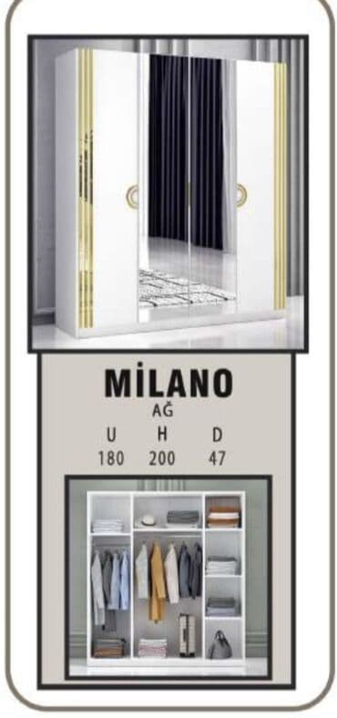 Yeni, 4 qapılı Düz dolab, Qarderob, paltar dolabı