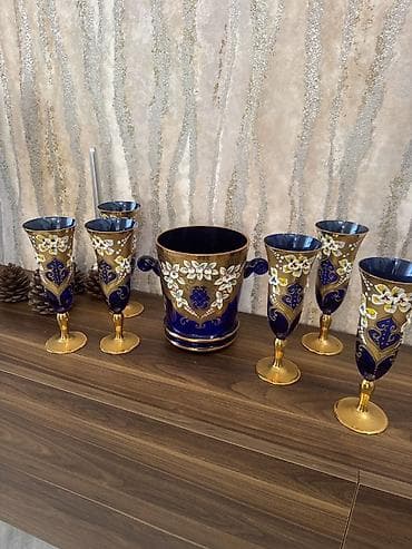 Qədəhlər, rəng - Göy, Xrustal — 3