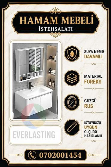 Hamam dolabları: Hamam mebeli istehsalı – EVERLASTING - Suya və nəmişliyə davamlı — 1