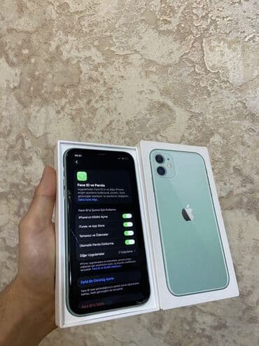 домашний телефон: IPhone 11, 64 ГБ, Зеленый, Face ID — 3