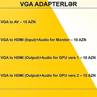 modem usb: Adapterlər/Konverterlər (Çeviricilər) ⭐AV to VGA – 15 AZN ⭐AV to HDMİ — 10