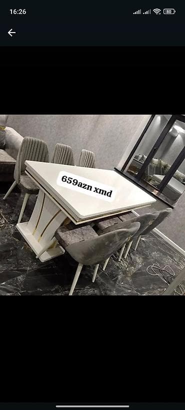 Qonaq otağı üçün, Yeni, Açılmayan, Dördbucaq masa, 6 stul — 1
