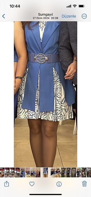 ağ pencək: Qadın dəst – göy rəngli pencək, kəmər və qısa əlbəttə geyim - Rəng — 1