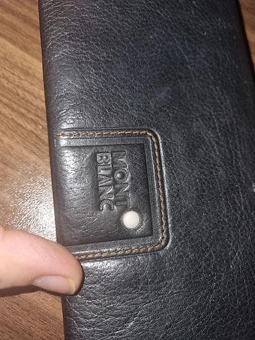 Aksesuarlar: Montblanc pulqabısı – uzun model - Material: qara rəngli təbii dəri — 2