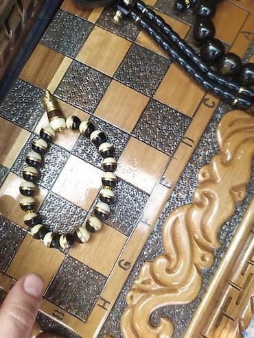 sumkalar kisi ucun: Əl işı təsbeh dəsti - Material: qara-qəhvəyi tonlarda cilalanmış — 4