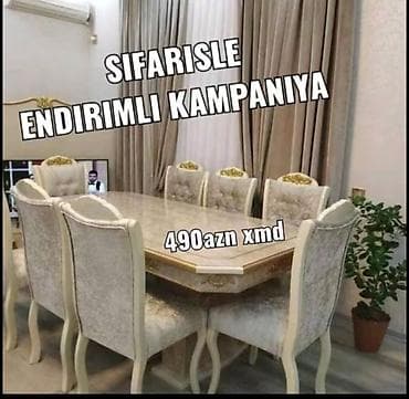 Sifarişlə endirimli kampaniya! Yemək otağı dəsti – mərmər naxışlı