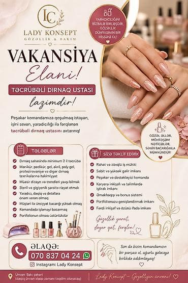 Lady Konsept – Gözəllik & Baxım üçün vakansiyalar Təcrübəli — 2