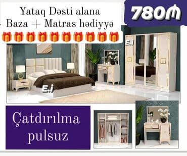 uşaq çarpayısı gəncə: 2 təknəfərlik çarpayı, Tumba, Dolab, 2 tumba, Azərbaycan, Yeni — 8