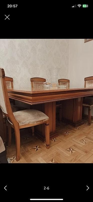 taxta iwlenmiw: Qonaq otağı üçün, Açılmayan, Dördbucaq masa, 6 stul — 4