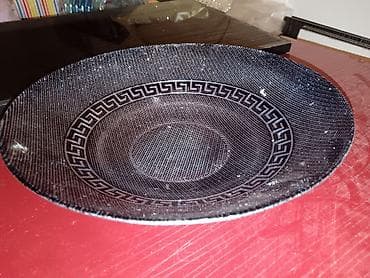 qoz qiran: Klassik süfrə qabları dəsti - Şəkilli kəsim ornamentli şüşə boşqab — 10