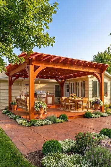 çeper: Ağac pergola – həyət və teras üçün dekorativ kölgəlik konstruksiya - — 4