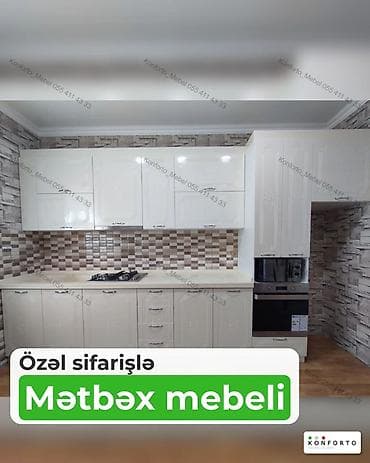 Özəl sifarişlə mətbəx mebeli - Klassik dizaynlı, krem rəngli fasadlar — 1
