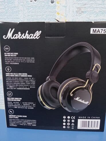 səs yazma studiyaları: Yeni Simsiz (Bluetooth) Qulaqcıqlar, Marshall, rəng - Göy — 4
