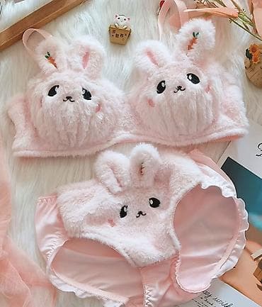 yaşıl kişi koynəkləri: Şirin Dovşan Dizaynlı İç Geyim Dəsti - Tərkib: 2 hissə – yumşaq — 3