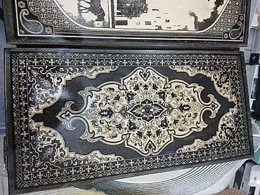 Skeytbordlar: 3 azn das ve zer Ağ-qara naxışlı taxta şahmat/nərd dəsti - Material — 3