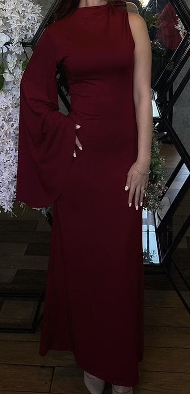 qız ucun ayaqqabı: Bordo rəngdə ziyafət libası 1 dəfə geyilib - Model: asimmetrik kəsim — 1