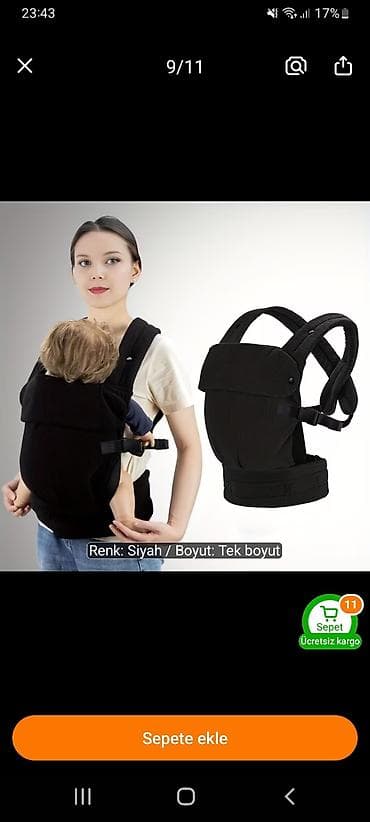 Uşaq arabaları: Məhsul: Körpə daşıma çantası (ergonomik baby carrier) - Rəng: Qara - — 3