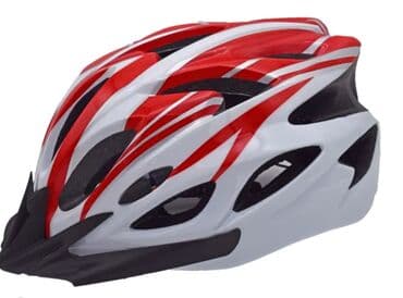 Velosiped dəbilqəsi – qırmızı-ağ dizayn - Aerodinamik forma, çoxsaylı