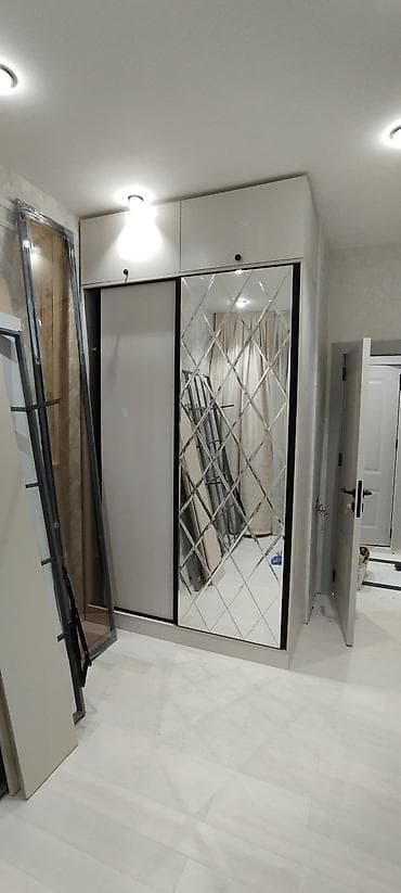 qapı modelleri: Yeni, 4 qapılı, Güzgülü, Bej, Digər material, Açılan, Düz dolab — 7