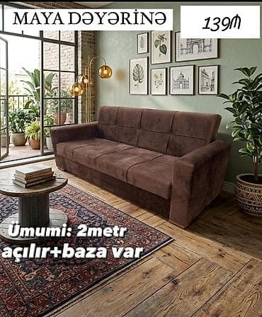 Di̇van-kravat, Yeni, Açılan, Bazalı, Vеlur parça, Ödənişli çatdırılma