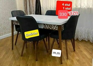 Mətbəx üçün, Yeni, Açılan, Dördbucaq masa, 4 stul