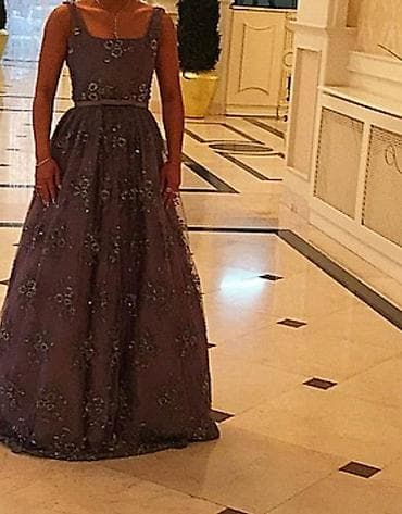 Zərif gecə/qonaqlıq paltarı - Rəng: tünd bənövşəyi-boz ton - Model