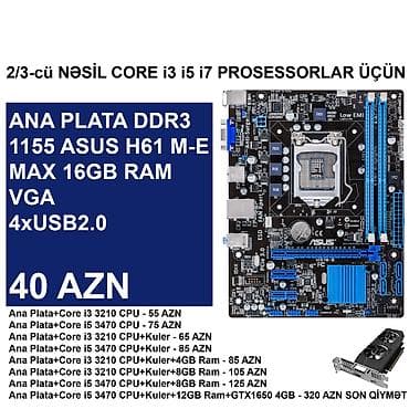 ipad 12 pro: Kompüter üçün Ana Platalar ⭐DDR3 LGA 1155 Asus H61 M-E (İşlənmiş) - 40 — 3
