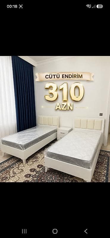 İki nəfərlik yataq dəsti təqdim olunur. Dəstə 2 ədəd tək nəfərlik