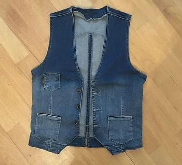 Cins jilet - Material: qalın denim (cins) - Rəng: tünd-mavi, yüngül