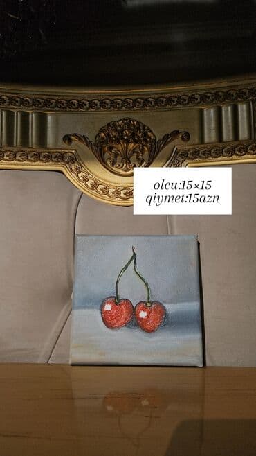 tac sekli: Əl işi rəsm tabloları – akril boya ilə kətan üzərində. 1) Ağ çiçəklər — 6