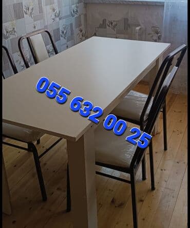 endirimde olan mebeller: Yeni, Kvadrat masa, 4 stul, Açılmayan, Stullar ilə, Dəri, Azərbaycan — 25