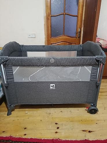 COOL BABY qatlanan uşaq manije/çəpər beşik - Rəng: tünd boz melanj - — 1