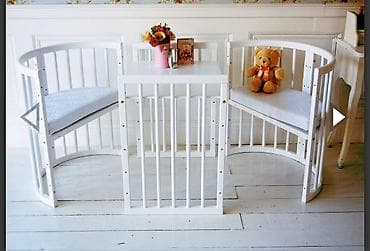 krovat transformer: Oğlan və qız üçün, Yumru, Beşik, Matras ilə, Yellənmə mexanizmsiz — 1