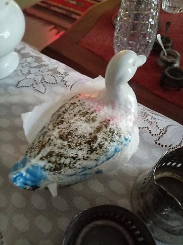 konfet qabl: Porselen ördək formalı şirniyyat/qab - Material: parlaq ağ porselen - — 1