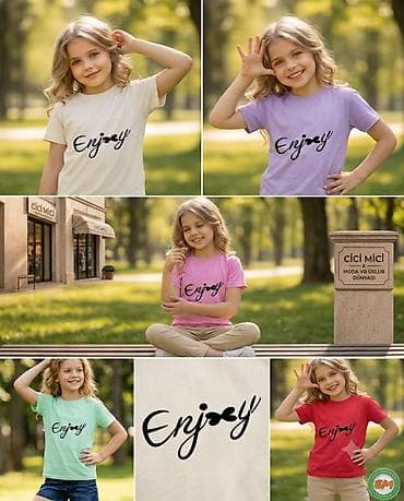 Детская одежда и обувь: Uşaq T-shirtləri – “Enjoy” printli, 100% orqanik pambıq - Material — 1