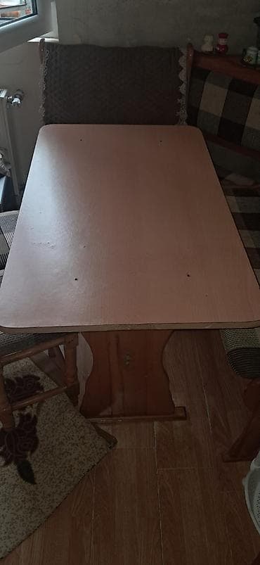 taburet: Mətbəx üçün, Açılmayan, Dördbucaq masa, 2 stul — 4