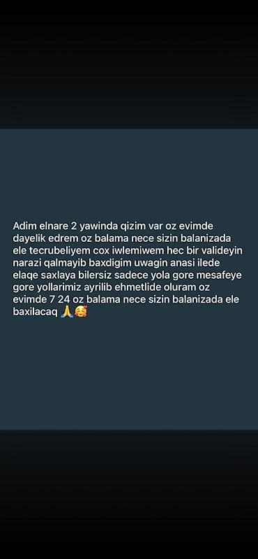 Uşaq baxımı xidməti – ev şəraitində - Evimdə dayəlik xidməti