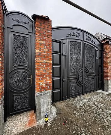 islenmis darvaza: Yeni Dəmir Həyət darvazası, Mexaniki, Qapı ilə, rəng - Qara, Kredit yoxdur — 8