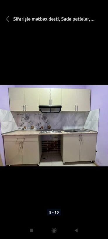 hazir metbex mebelleri: Sifarişlə hazırlanmış müxtəlif ölçülü mətbəx mebelləri. Rəng və dizayn — 14