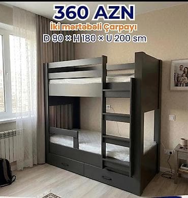 iki: İki mərtəbəli çarpayı – 360 AZN Ölçülər: D 90 × H 180 × U 200 sm - — 1