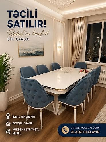 mebellər: Qonaq otağı üçün, İşlənmiş, 8 stul — 1