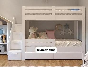 cilcıraq modelləri: İki mərtəbəli uşaq çarpayıları – ağ rəngdə, müasir dizayn — 3