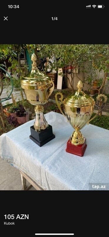 qizil onluq qiymeti 2022: Kuboklar – 2 ədəd - Material: metalik qızılı rəngli gövdə, möhkəm — 1