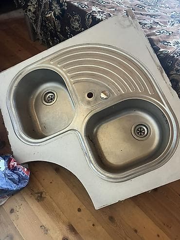 Künc üçün Mətbəx çanağı, Şkafsız, Paslanmaz polad