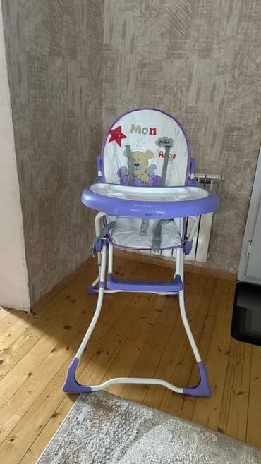 uşaq yeməyi: Uşaq üçün yemək stulu - Rəng: bənövşəyi-ağ - Yumşaq oturacaq və bel — 3