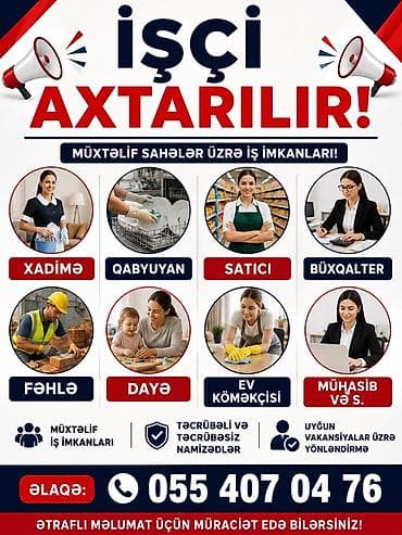 evde qablasdirma işi: İşçi axtarılır – müxtəlif sahələr üzrə vakansiyalar Aşağıdakı — 1