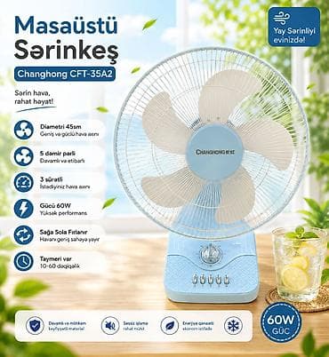 ventil: Masaüstü sərinkeş "Changhong CFT 35A2" 50sm 3 Sürətli 5 Pərli 60W . ❄️ — 1